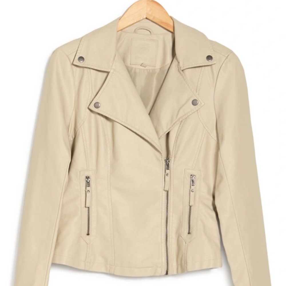 NWT Washed Faux Leather Moto Jacket